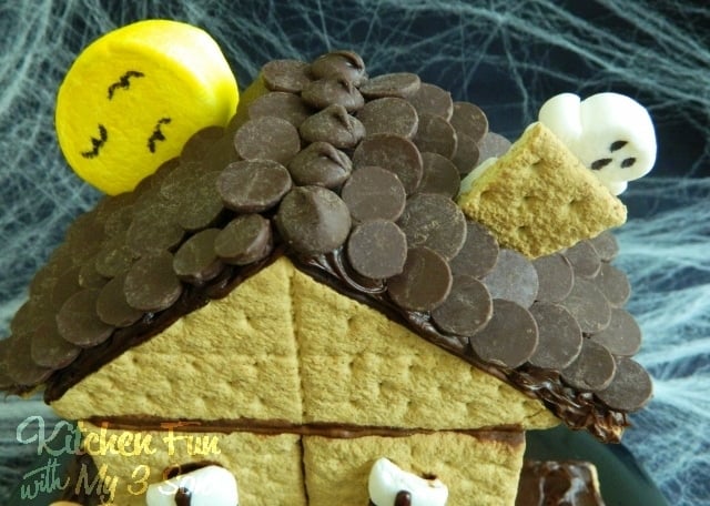 the roof of a graham cracker haunted house