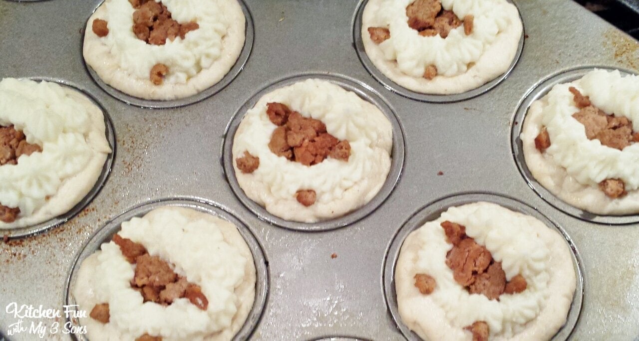 Shepherd's Pie before baking in a muffin tin