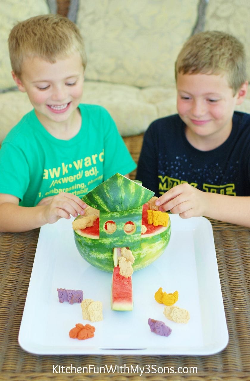 Boys playing with Noah's Ark Watermelon