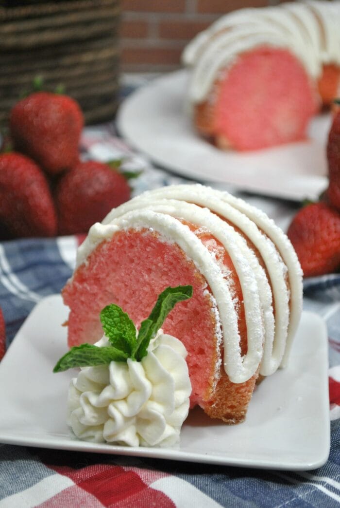 Strawberry And Cream Bundt Poke Cake