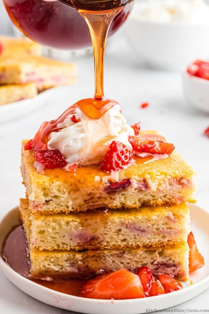 Strawberry and Cream Sheet Pan Pancakes