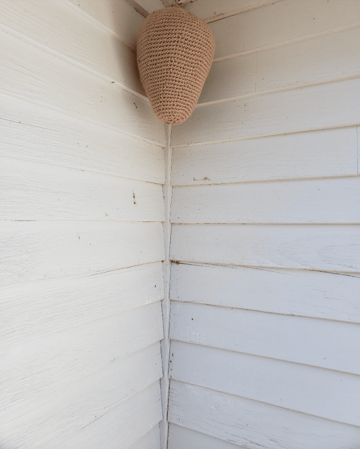 crocheted hornet nest