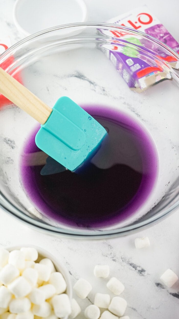 purple jello in a bowl