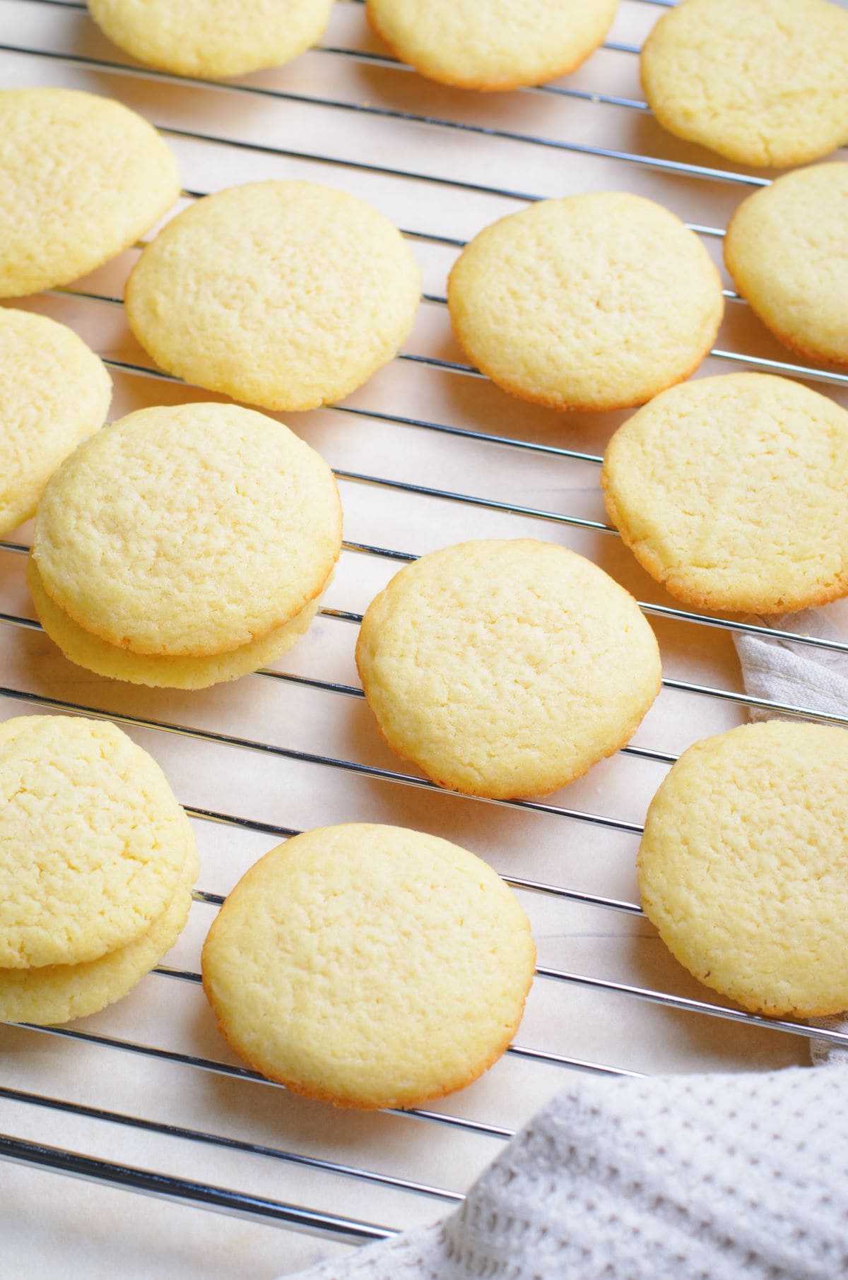 Lemon Meltaway Cookies on a cooling rack