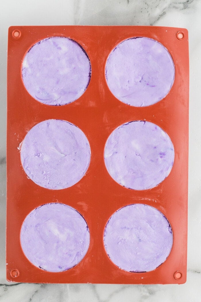 Lavender DIY Shower Steamers in the mold