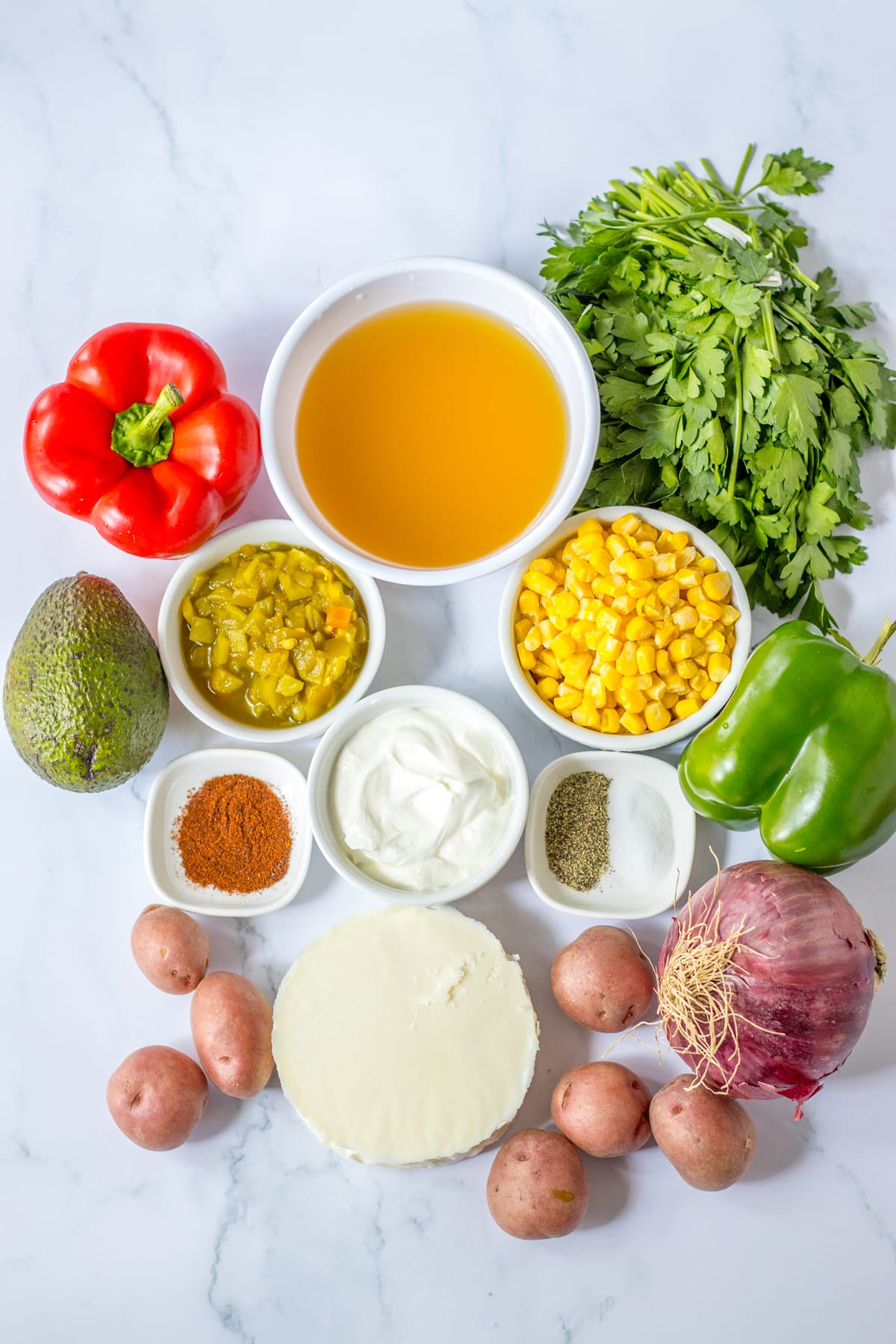 Ingredients for a Mexican Street Corn Soup.