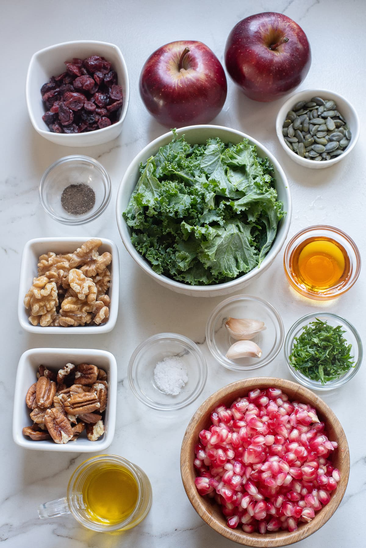 Ingredients for a Pomegranate Salad.