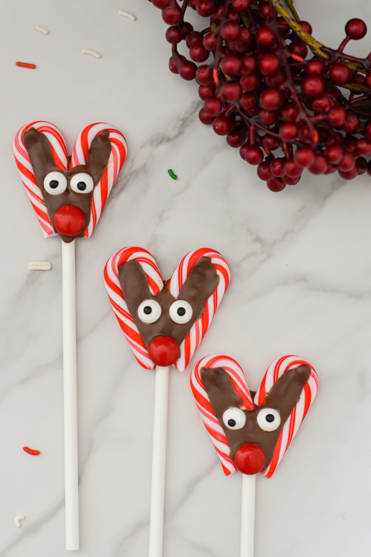 Candy Cane Reindeer with a white background