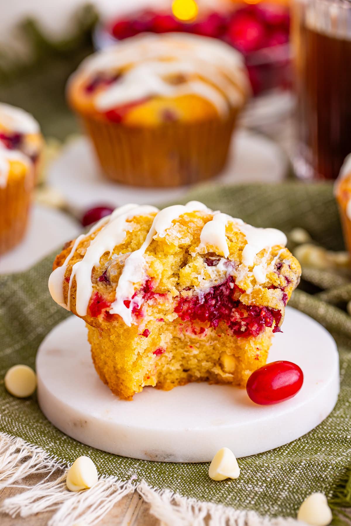 Cranberry Muffin with a bite taken out
