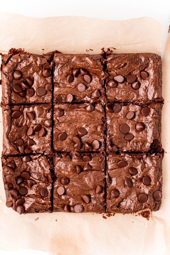 baked brownies cut into squares