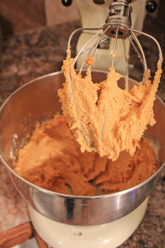 Mixing the ingredients with a stand mixer
