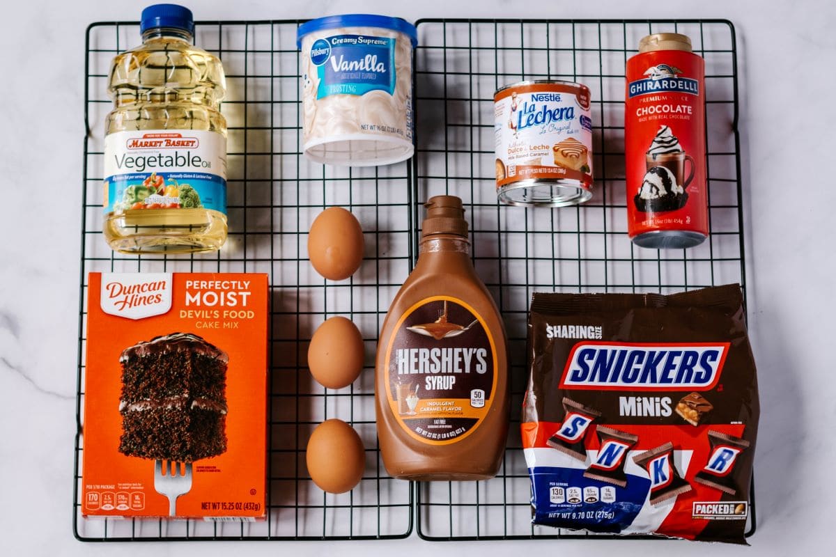 ingredients for Snickers cupcakes