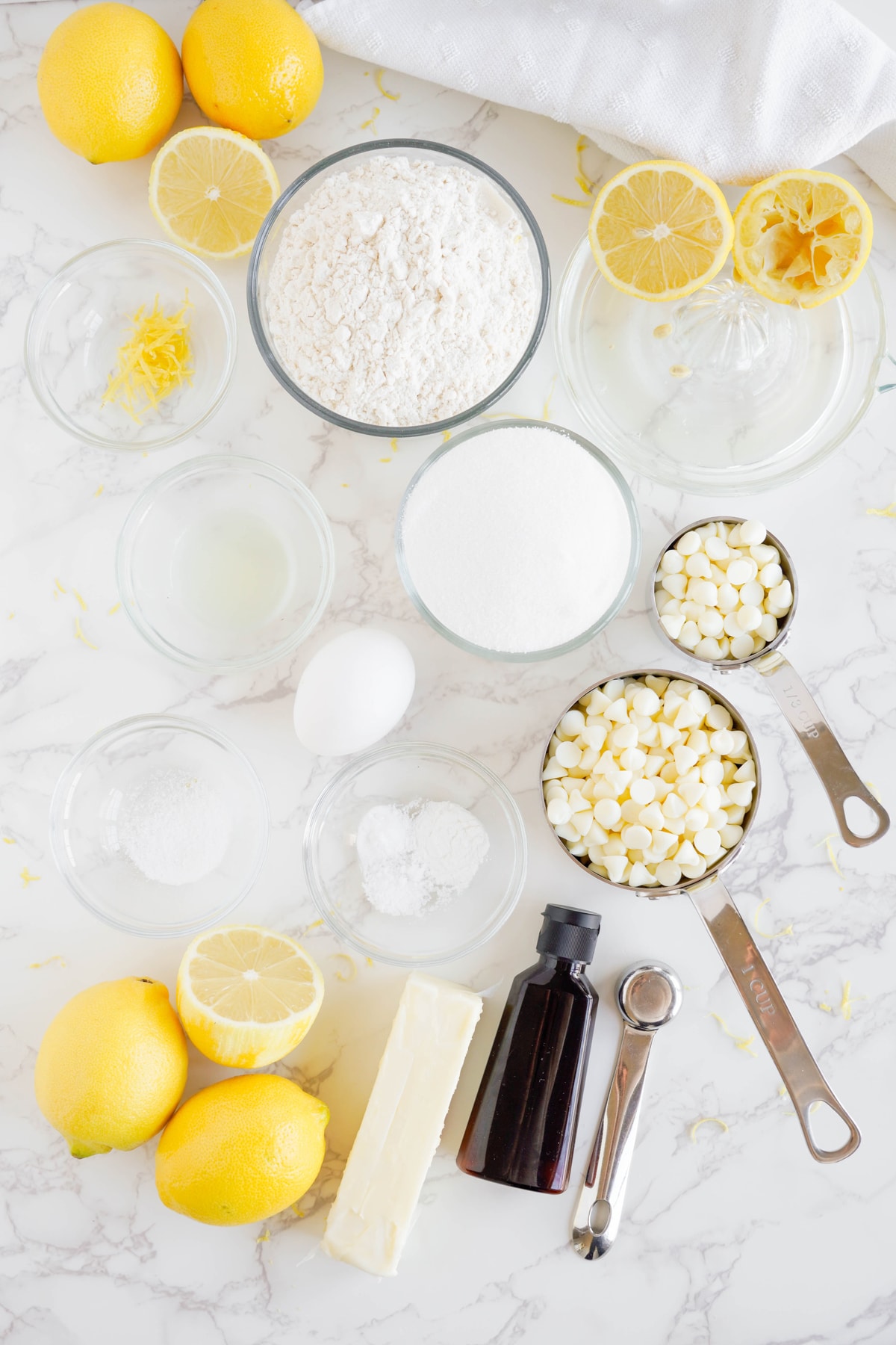 ingredients needed to make lemon white chocolate cookies