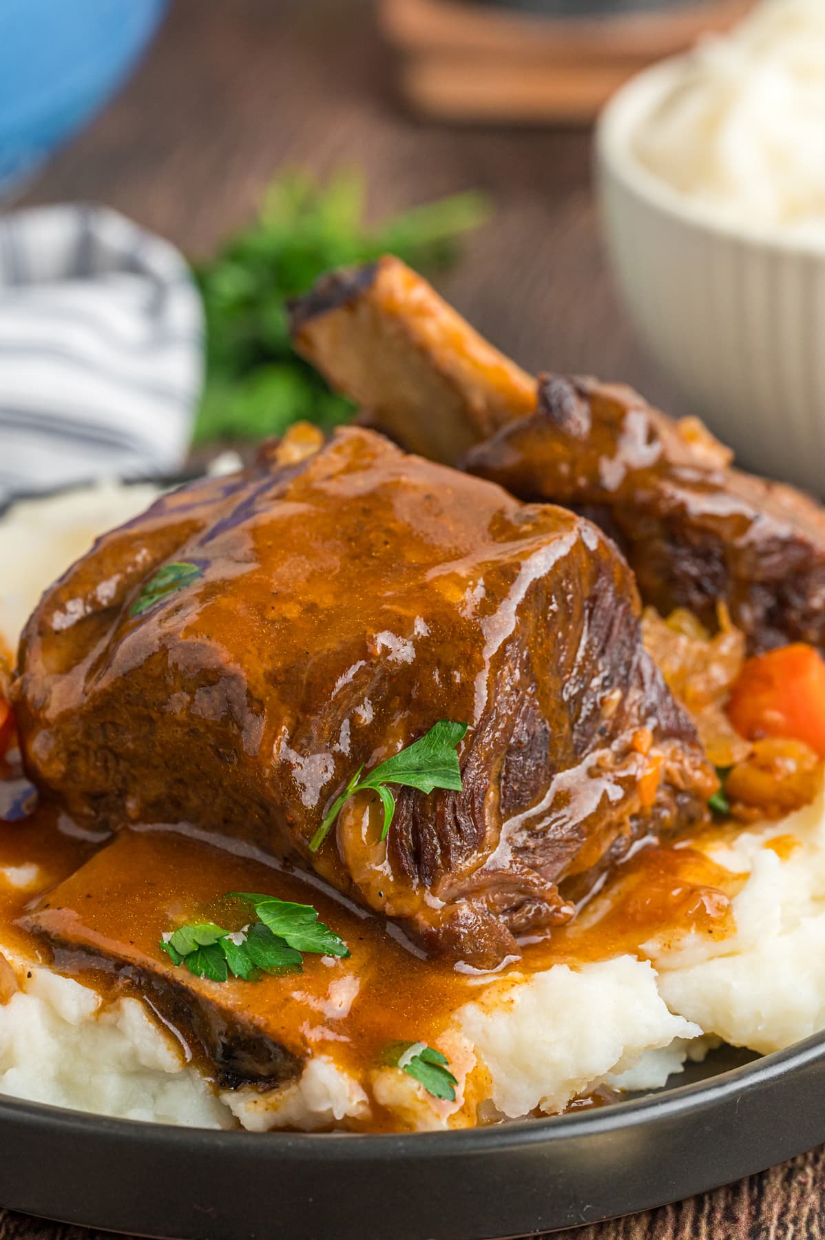 Braised short ribs over mashed potatoes