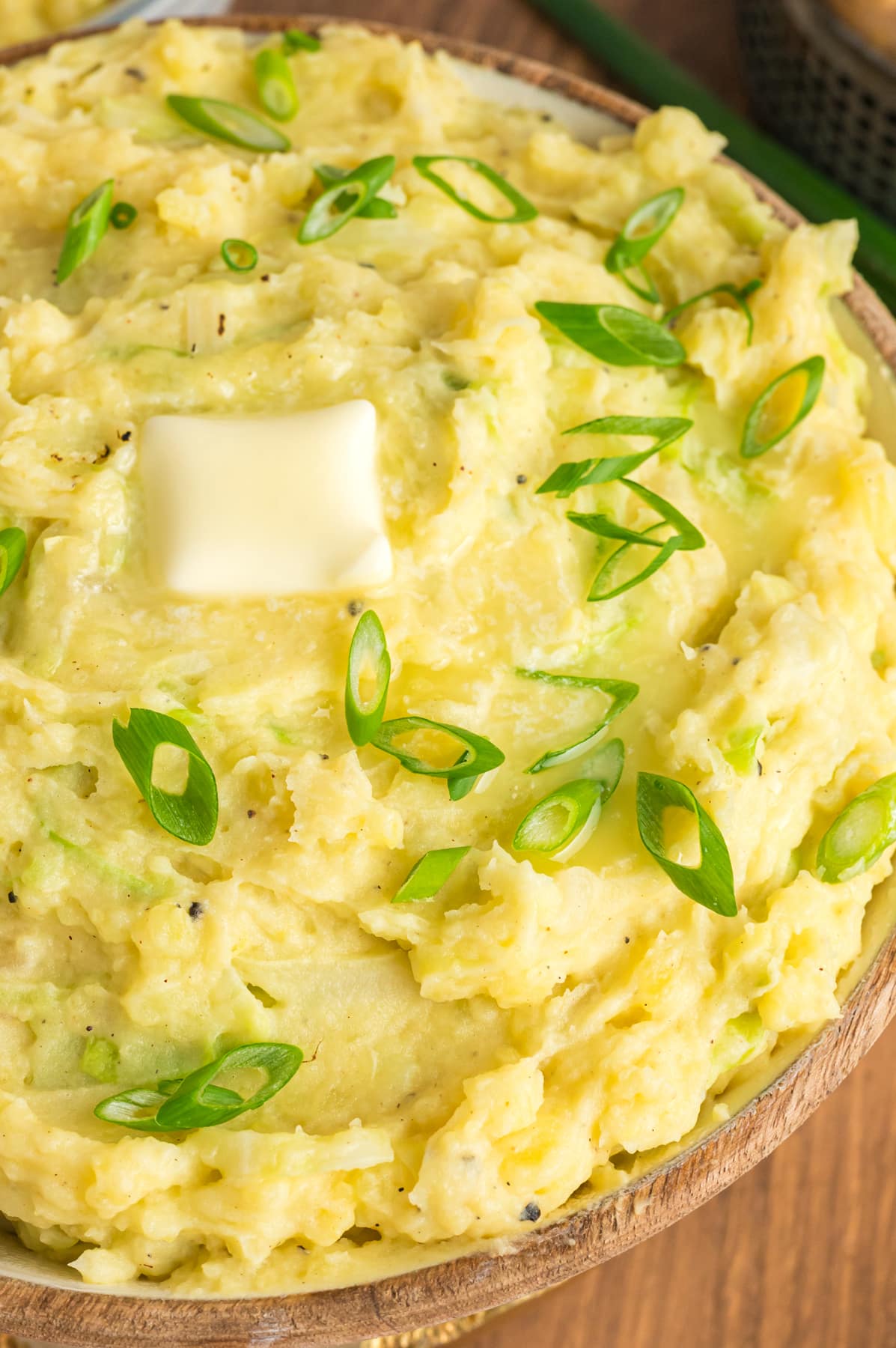 colcannon Irish mashed potatoes in both with butter and green onions