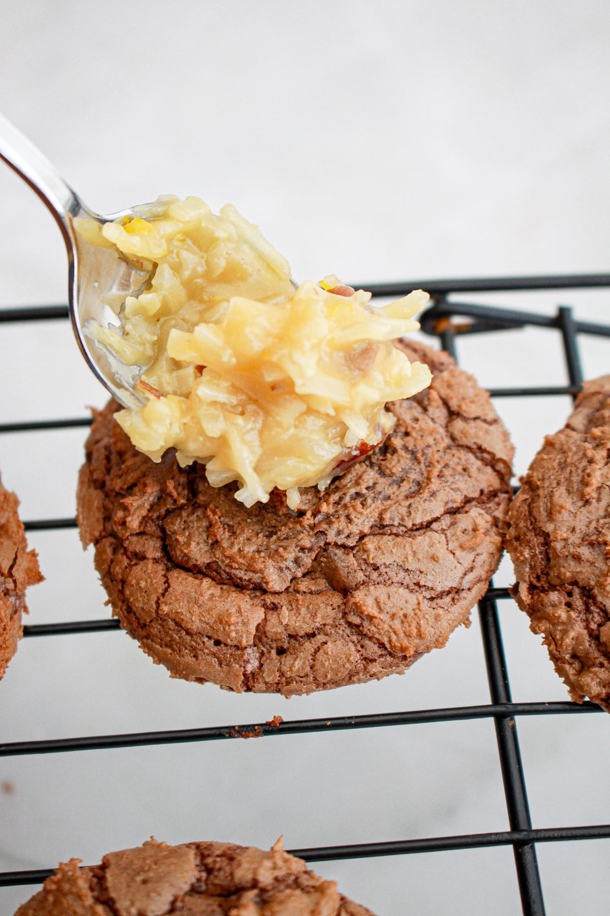 topping on German chocolate cookies