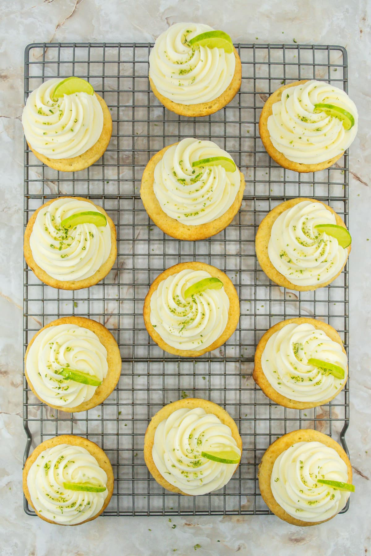 key lime cupcakes on wire rack