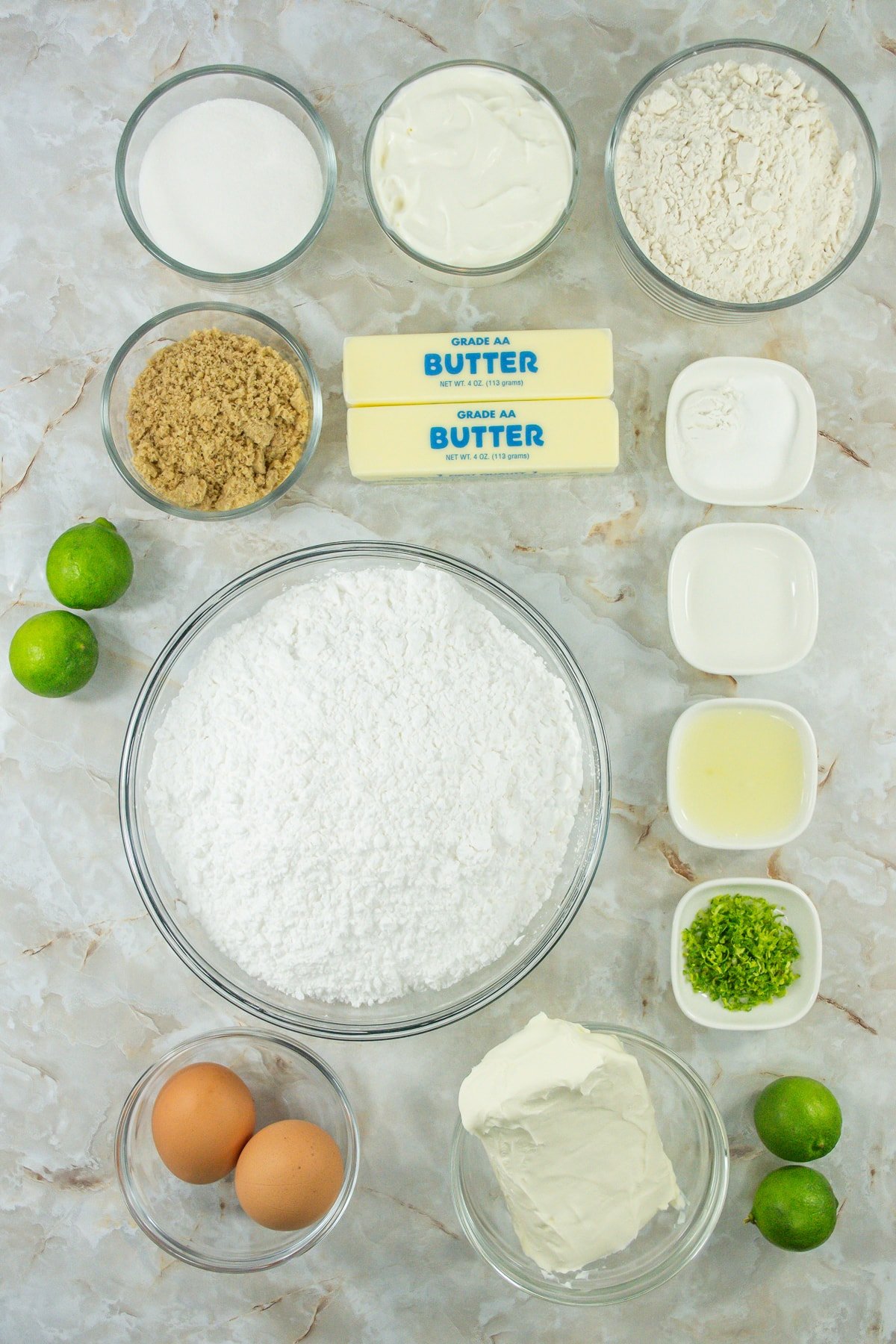 ingredients to make key lime cupcakes