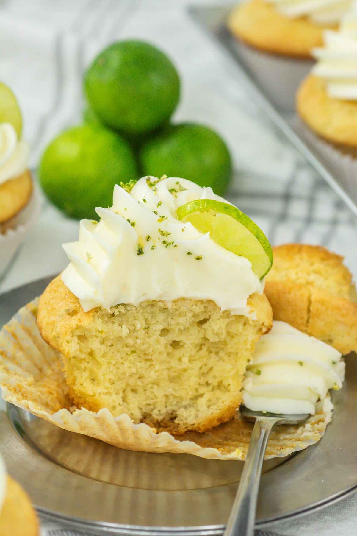 bite out of key lime cupcake