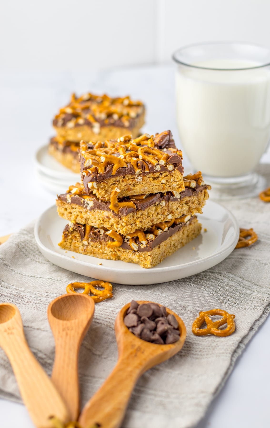 Peanut Butter Pretzel Bars on plate