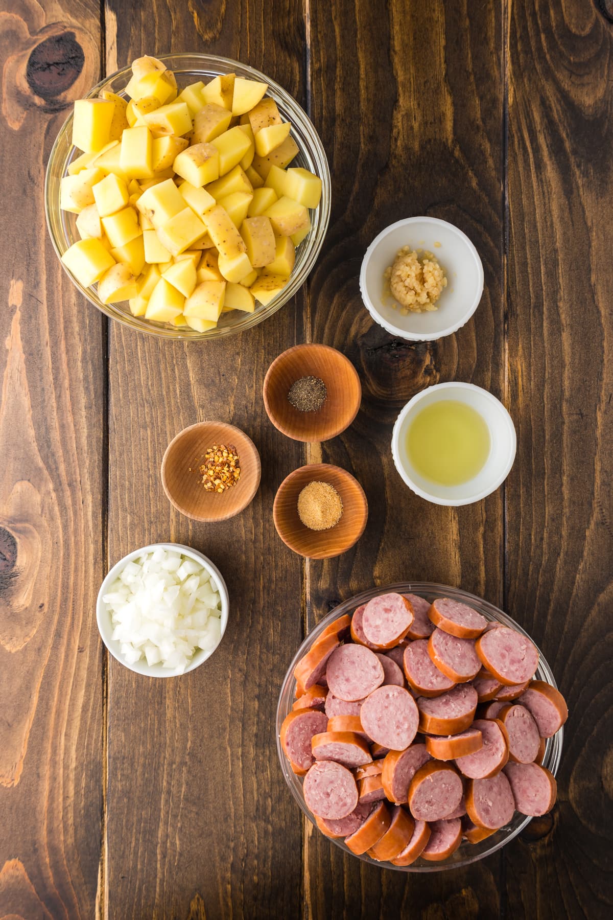 ingredients needed to make sausage and potatoes