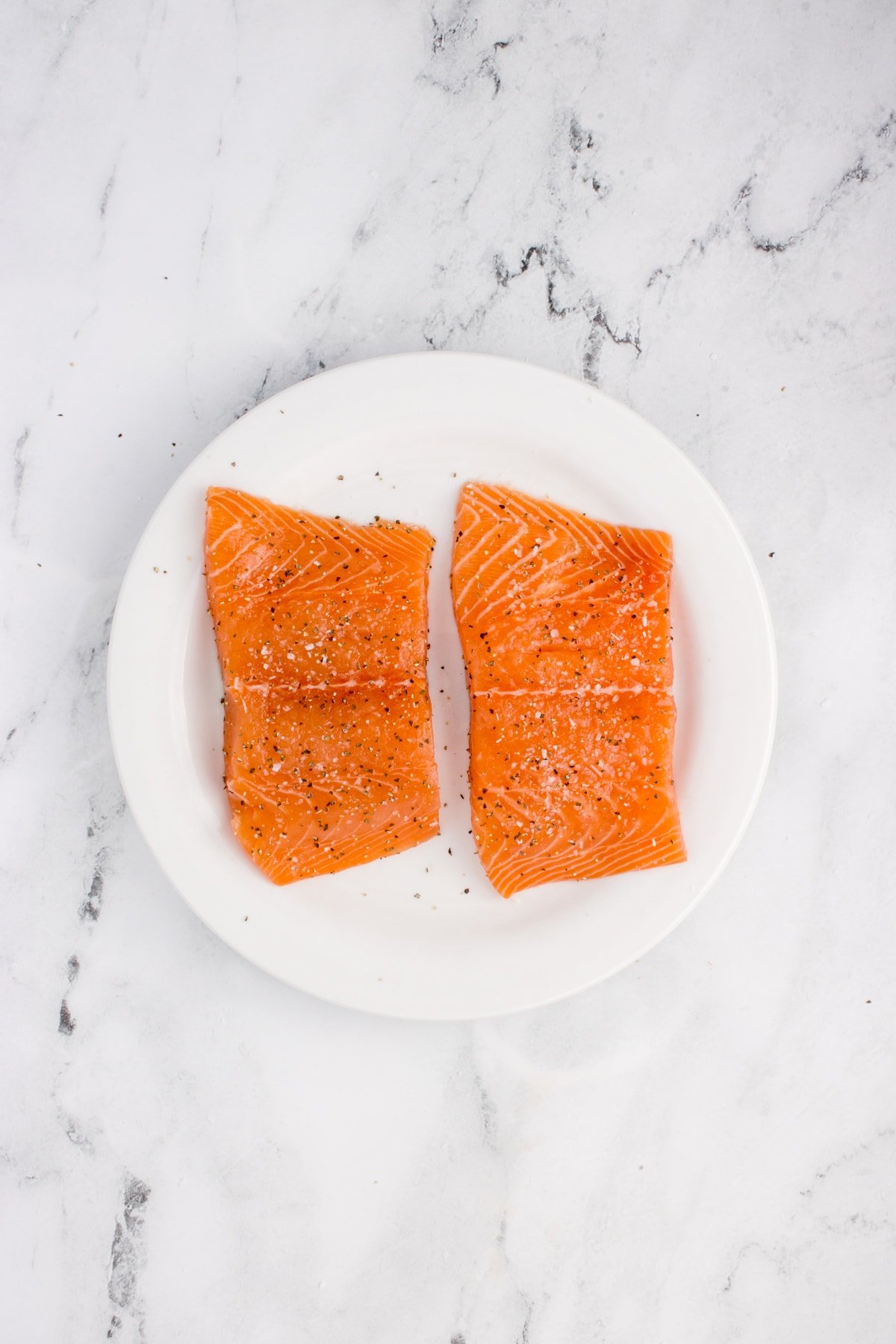 salmon seasoned with salt and pepper