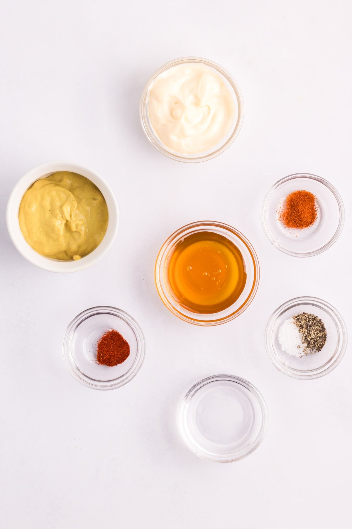 Ingredients needed to make honey mustard dipping sauce