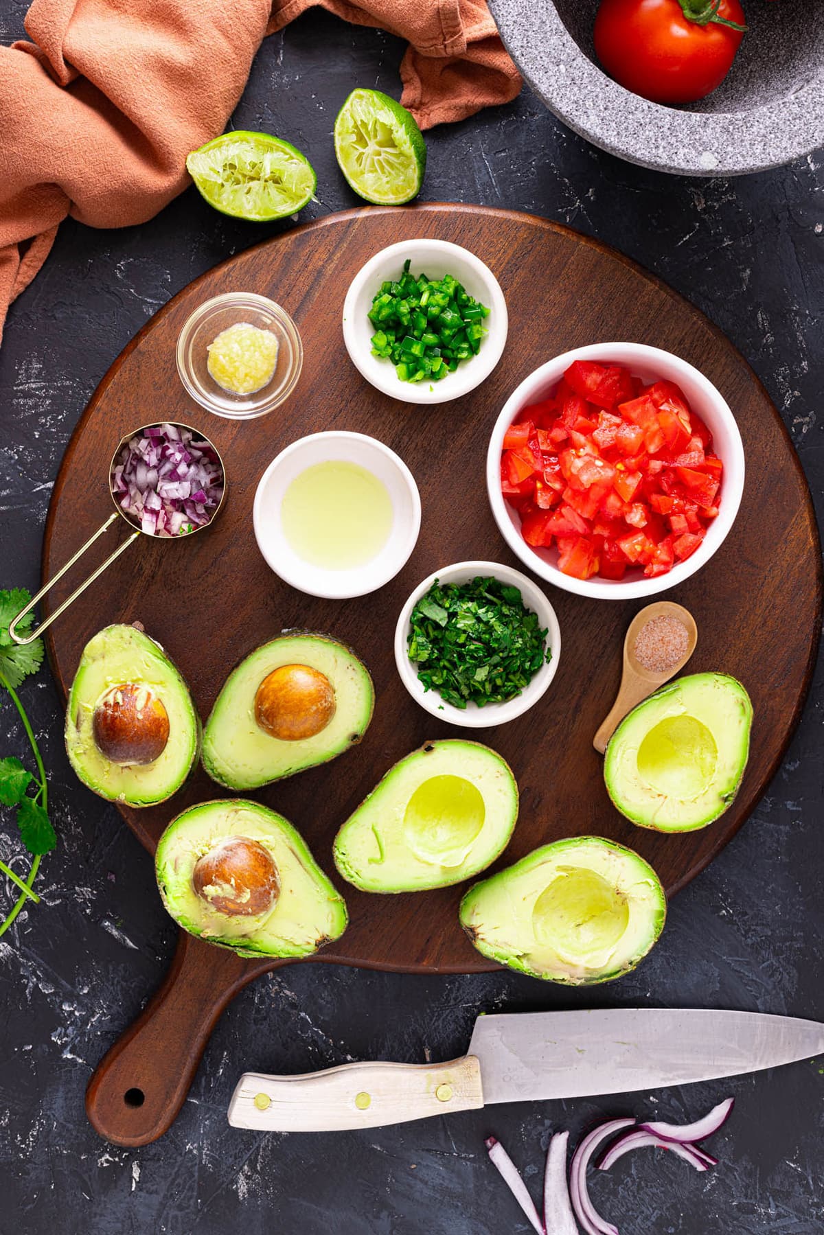 Ingredients for the best guacamole recipe.
