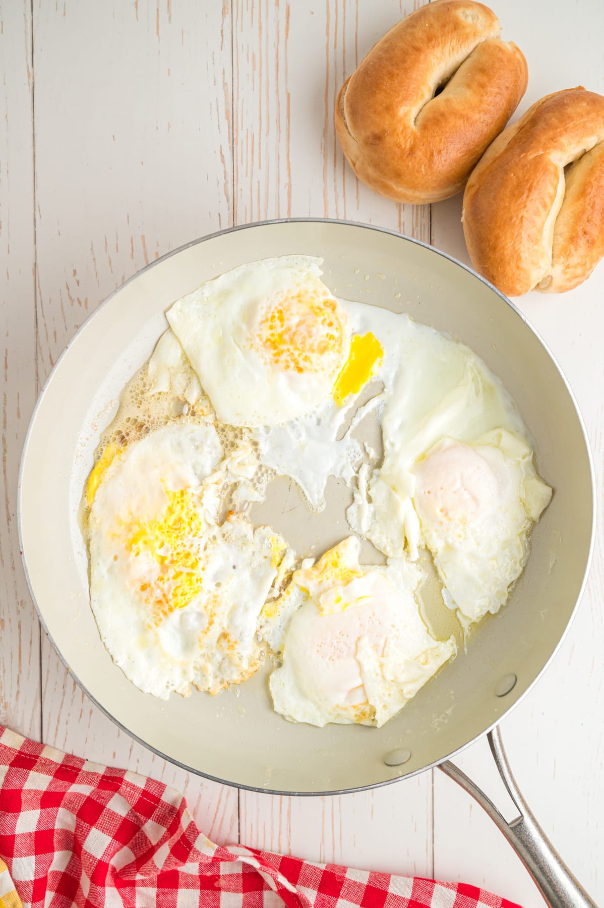 eggs cooked in pan