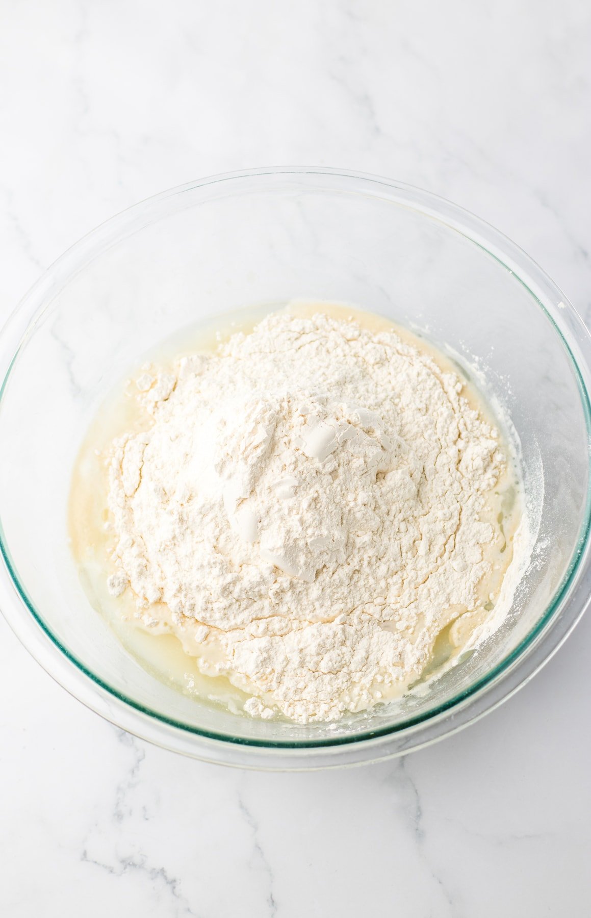 flour with yeast in bowl for Crock Pot Bread
