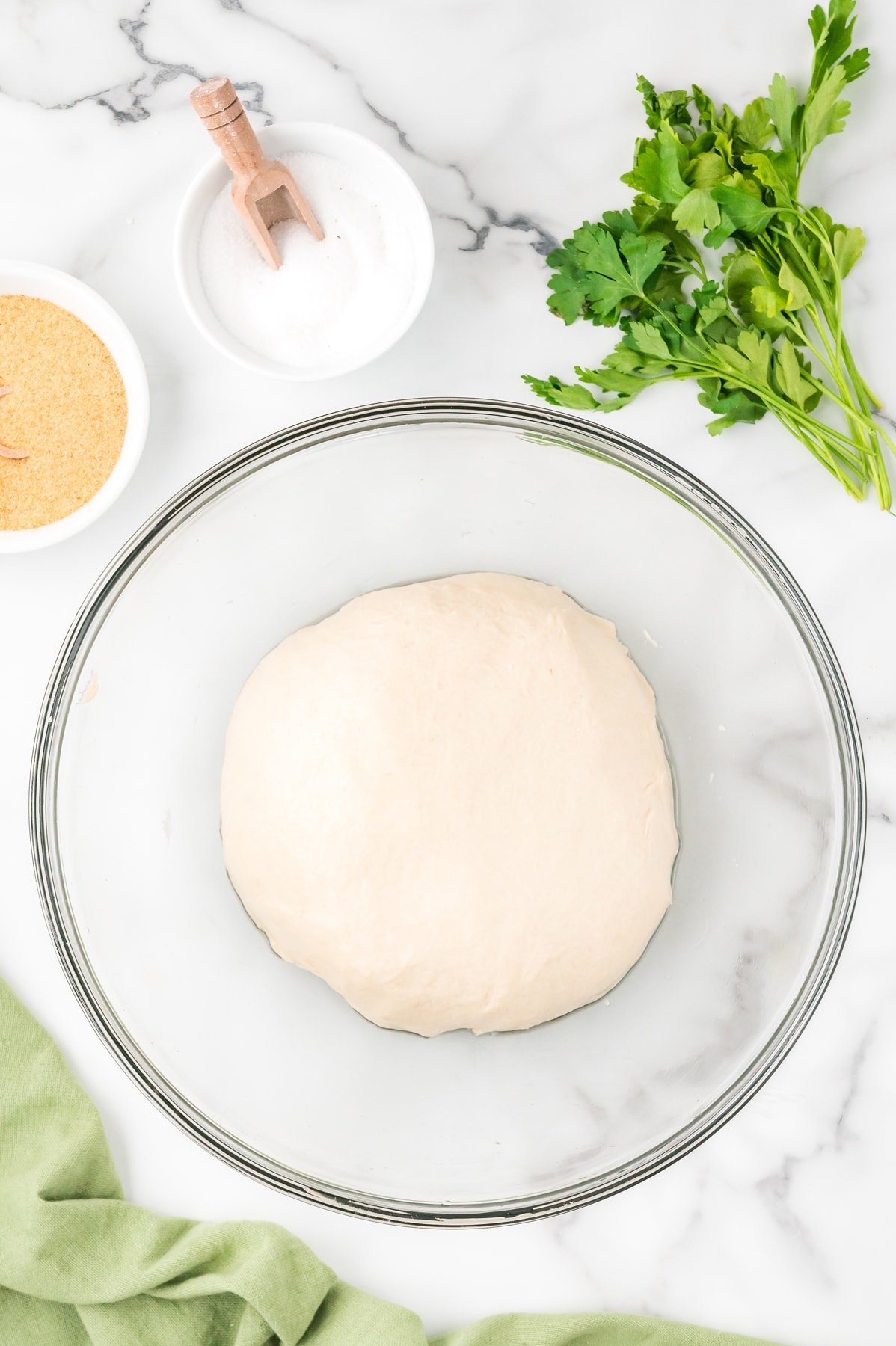 Naan Bread Recipe resting in mixing bowl