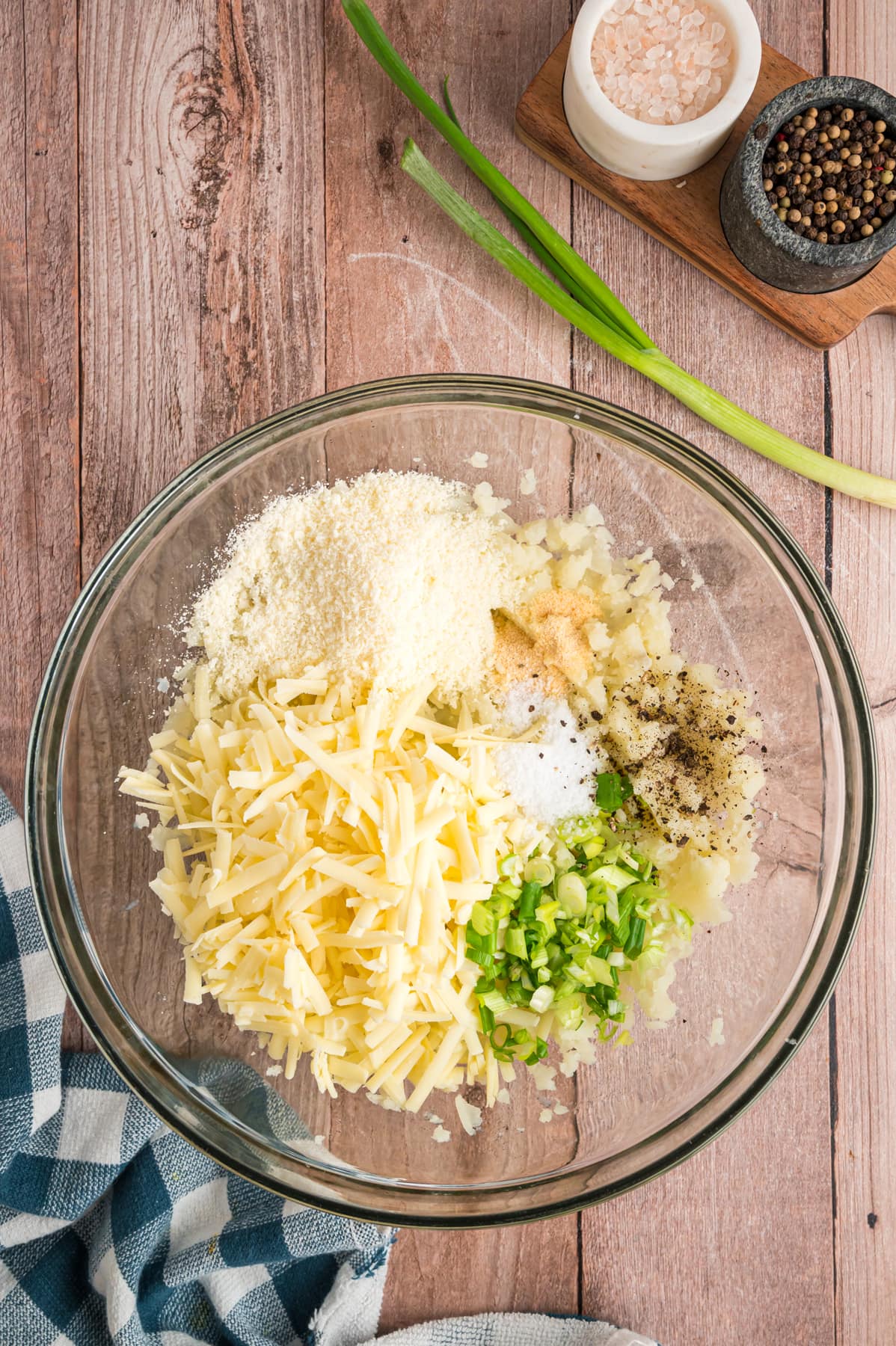 potatoes with cheese and seasoning for Potato Croquettes