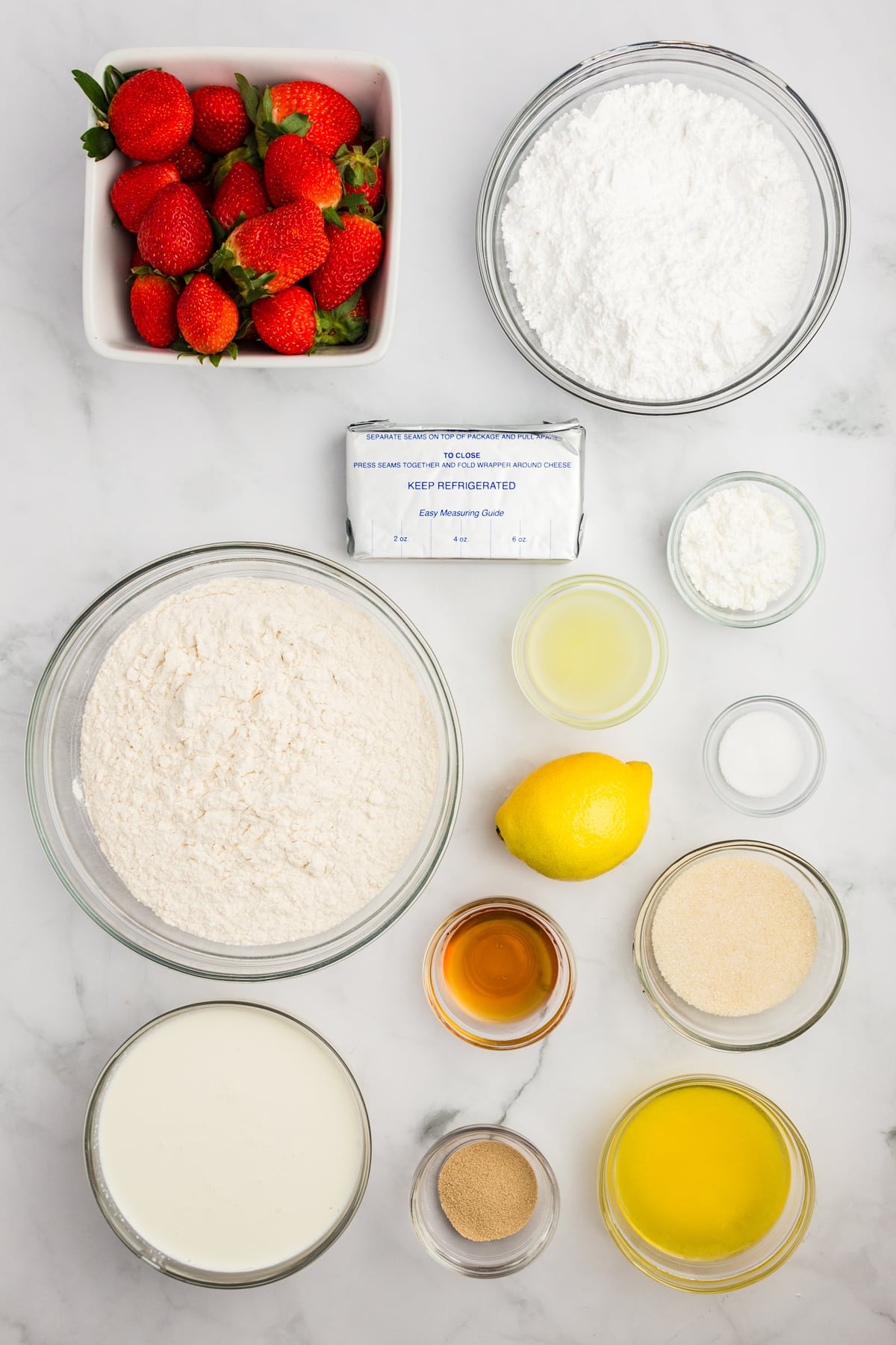 ingredients needed to make Strawberry Cinnamon Rolls