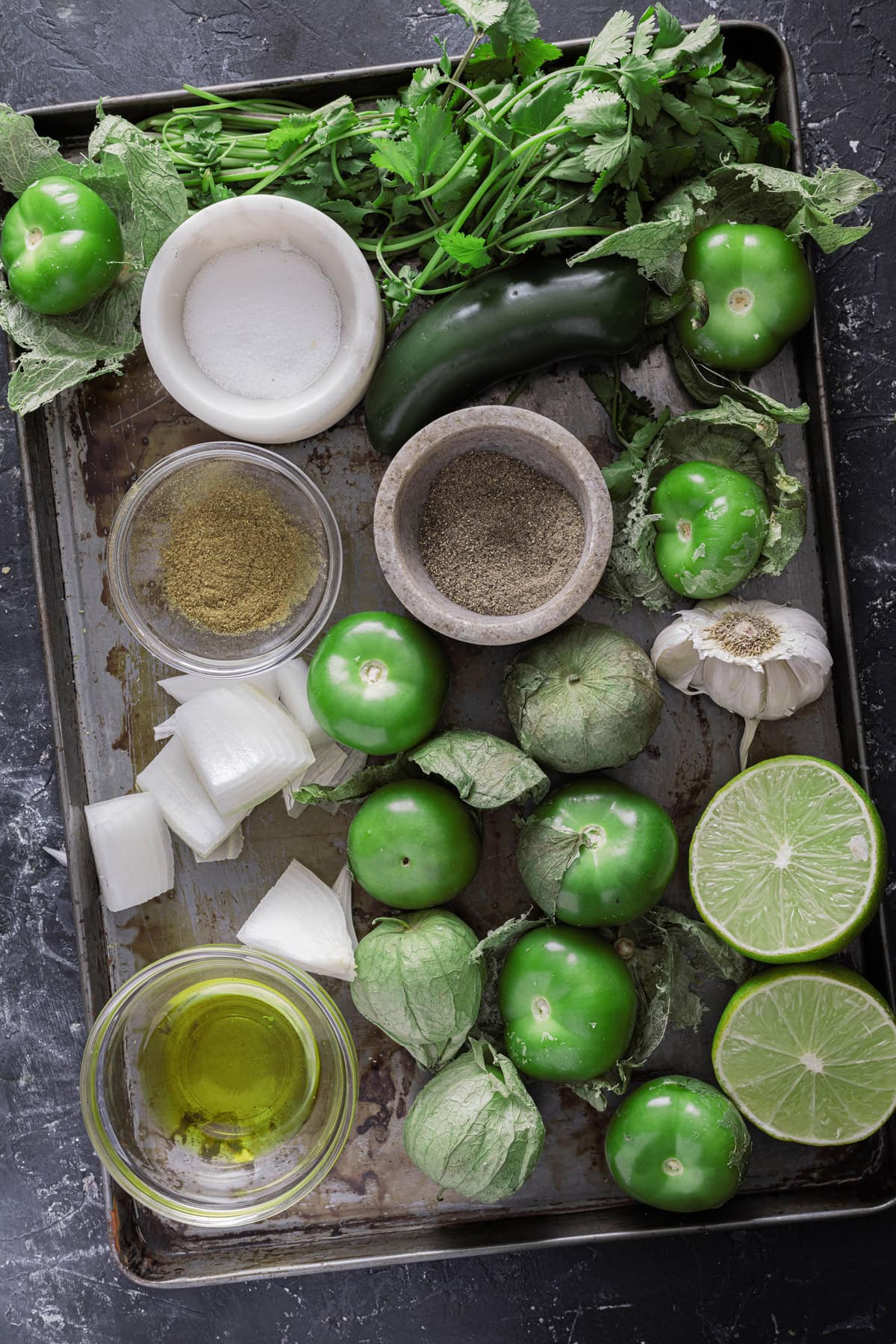 Ingredients needed to make salsa verde