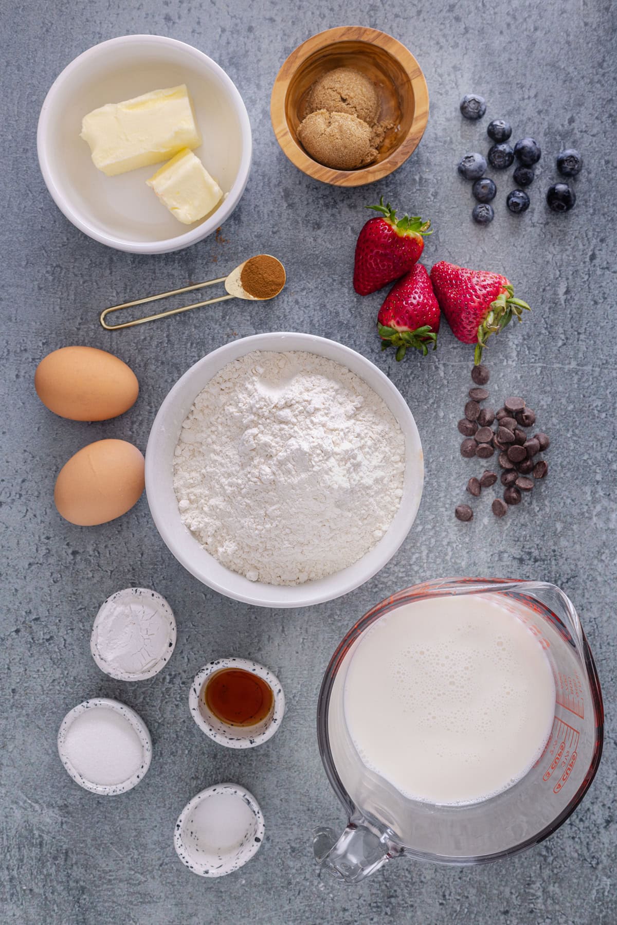 Ingredients for Closeup view of Sheet Pan Pancakes..