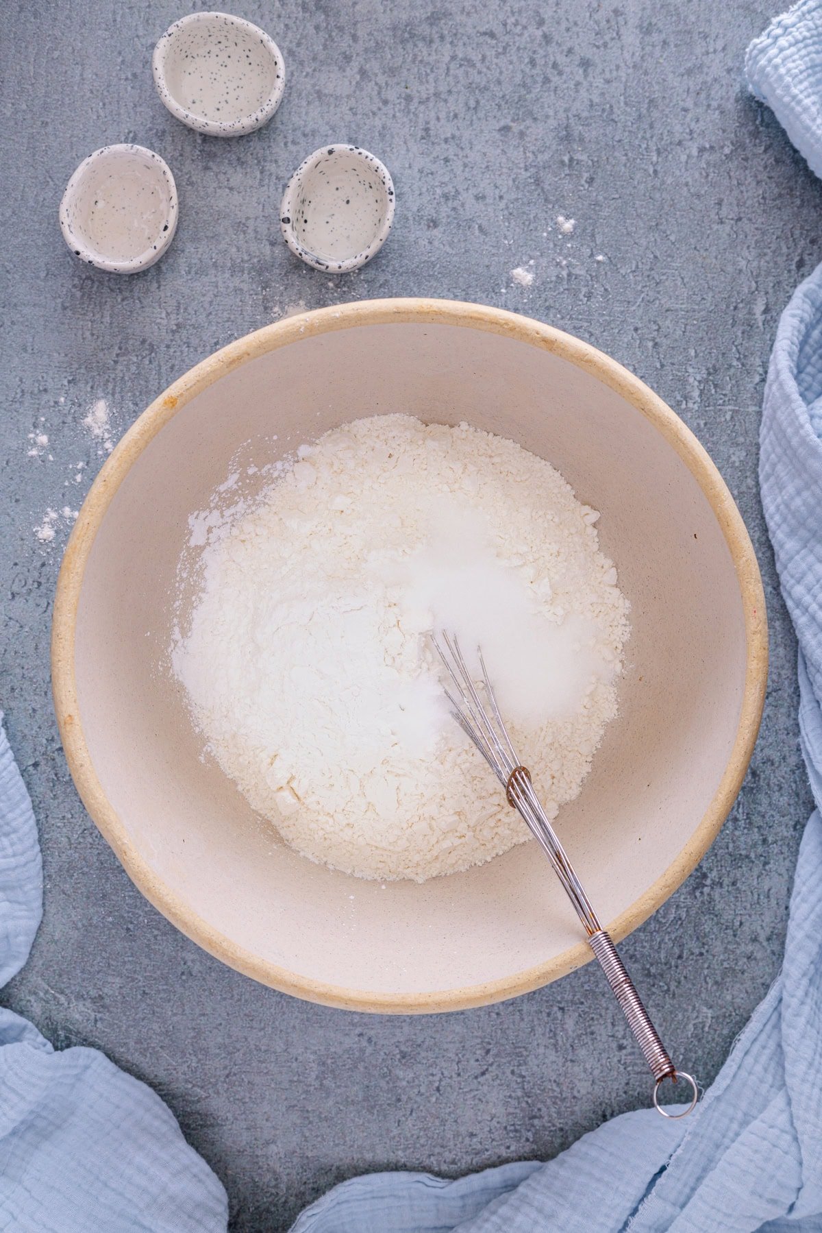 Flour in a bowl.