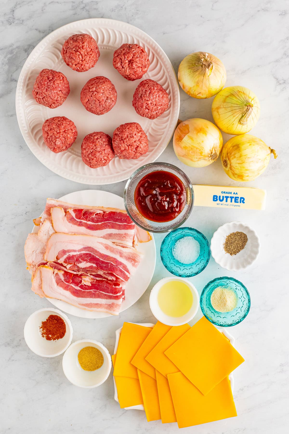 Ingredients needed to make a smash burger recipe
