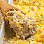 A spoonful of Cauliflower Rice Casserole.