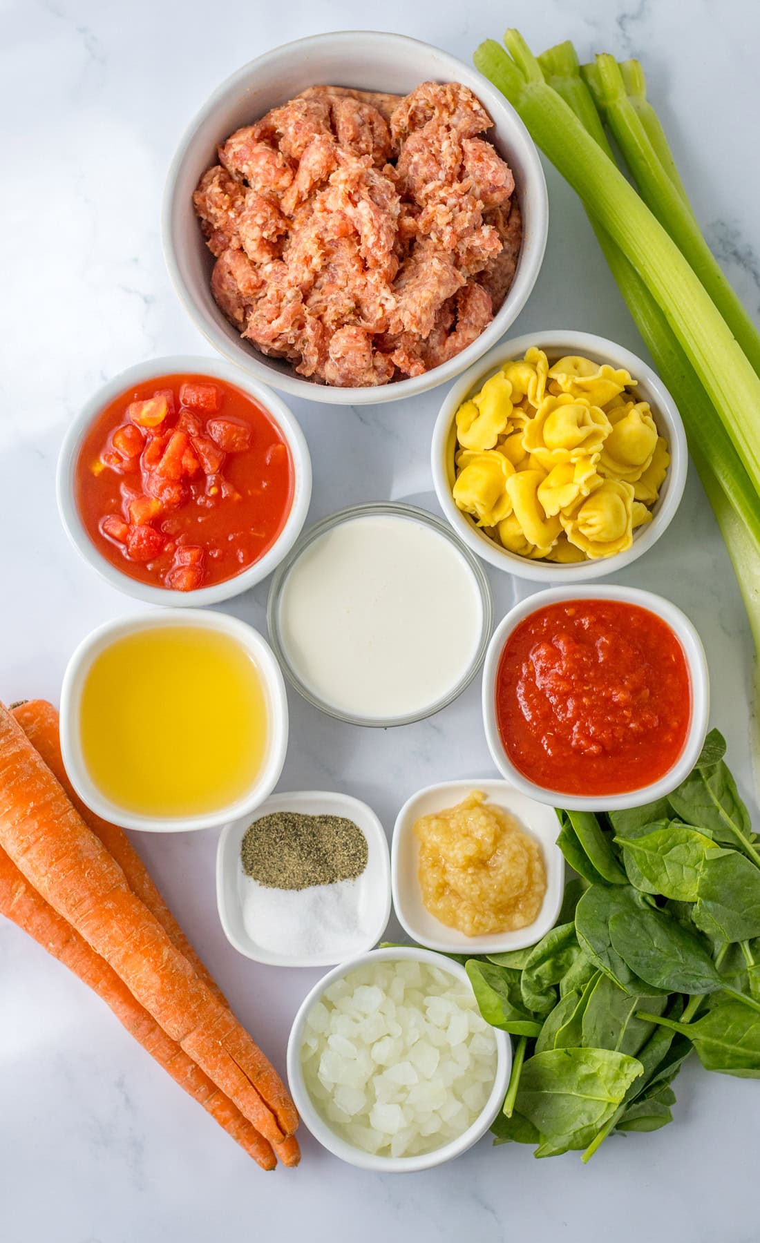 This savory and flavorful recipe for Crockpot Tortellini Soup is great any night of the week. It’s a comforting meal that even tastes delicious for lunch the next day. Ingredients for Crockpot Tortellini Soup.