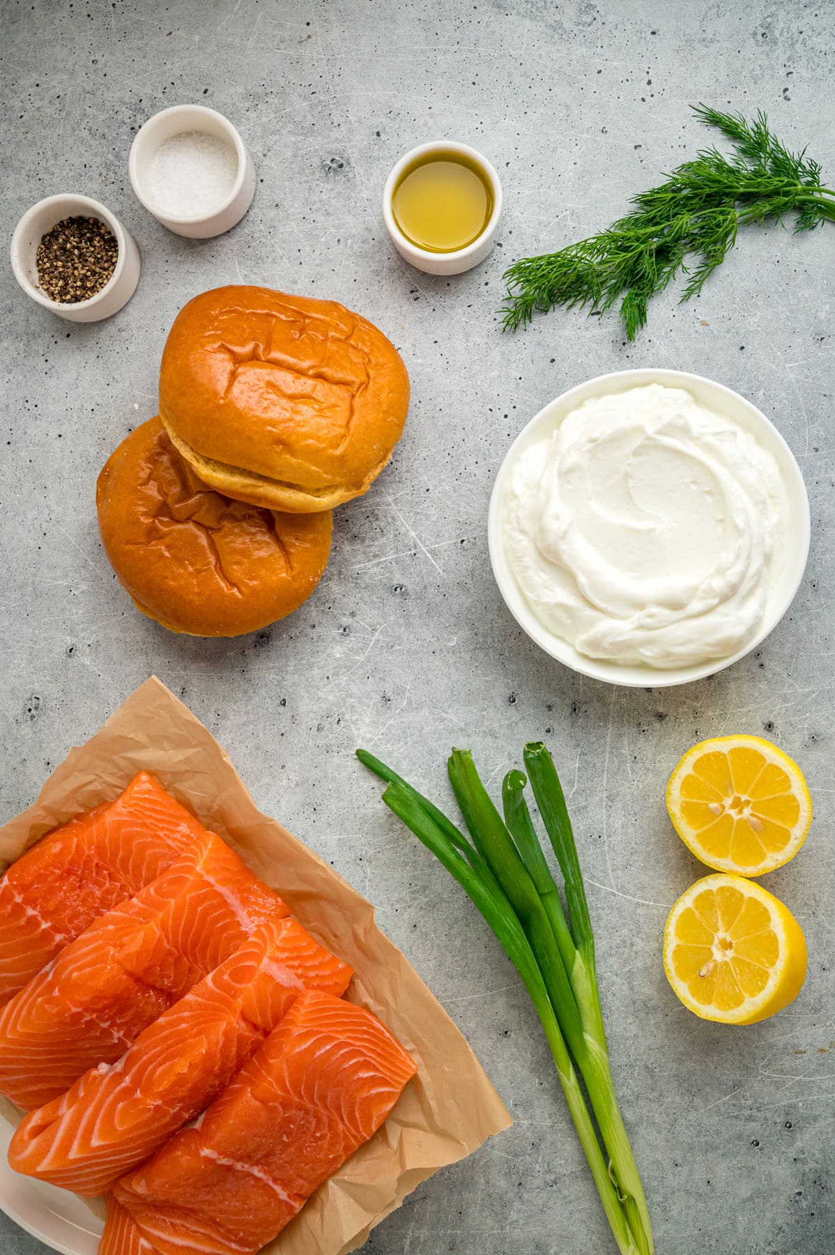 Ingredients needed to make salmon burgers