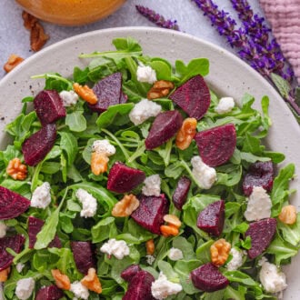 Overhead view of beet salad