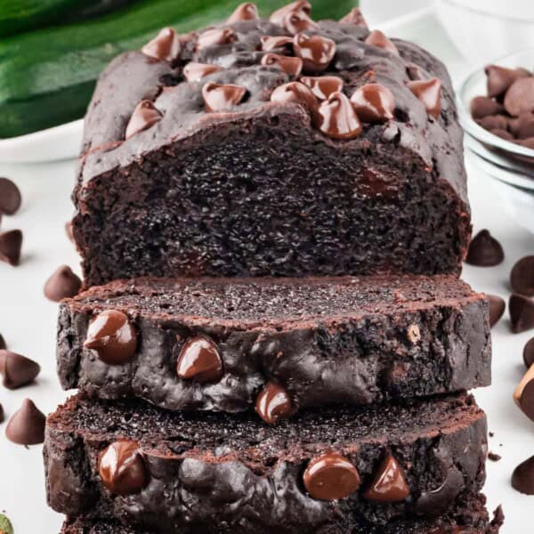chocolate zucchini bread cut into slices