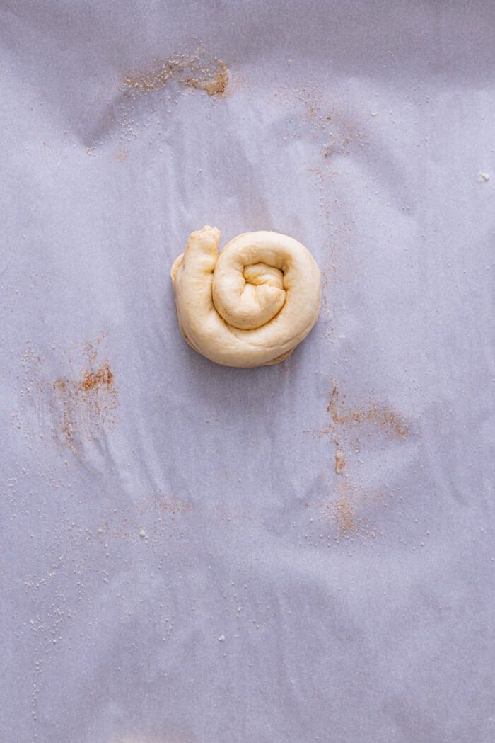 A crescent dough spiral