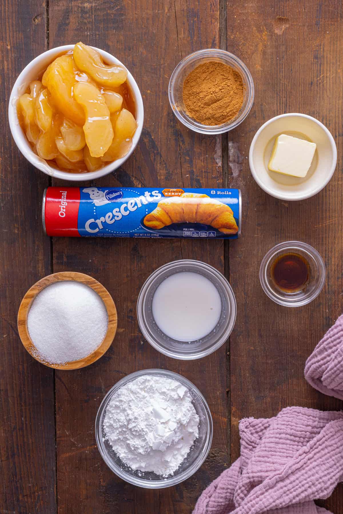 Ingredients needed for crescent roll apple danish recipe