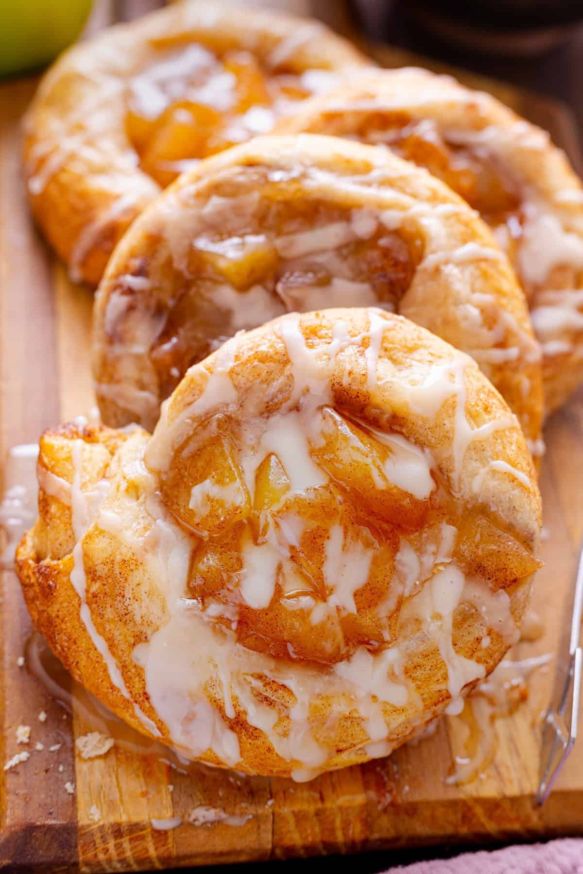 Apple Danishes on a wood board