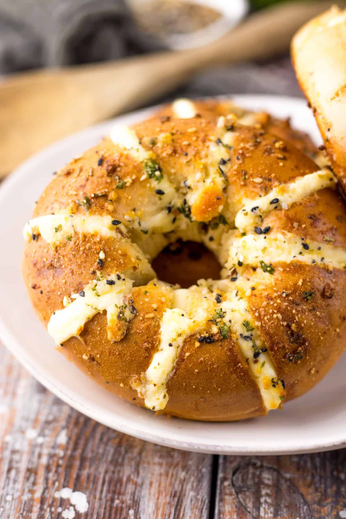 stuffed bagel on plate