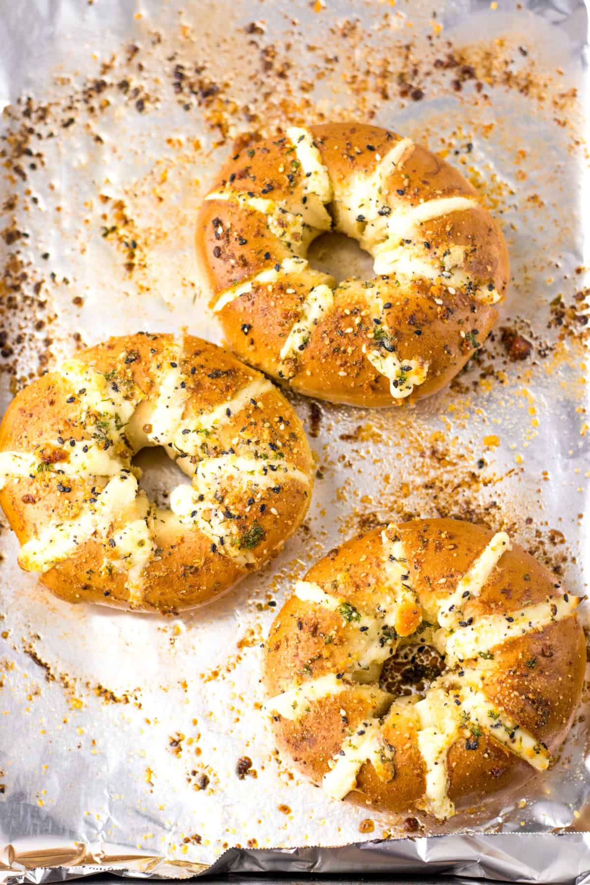 cream cheese stuffed bagels baked