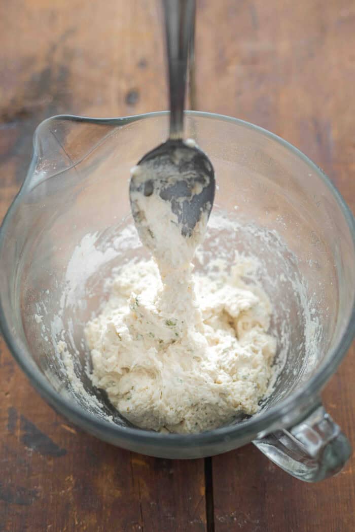 Stirring dumpling dough