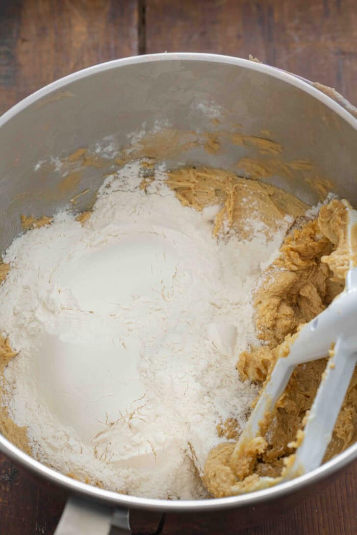 Flour added to creamed butter and sugar