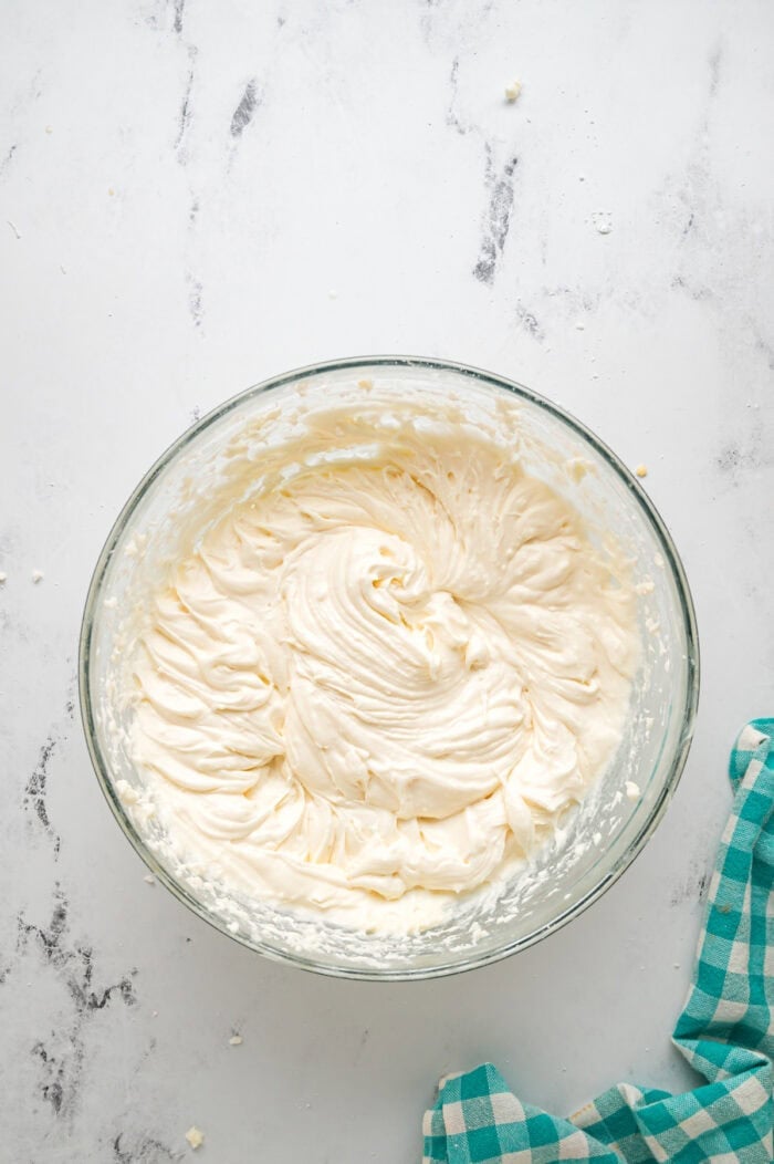 Buttercream frosting in a bowl